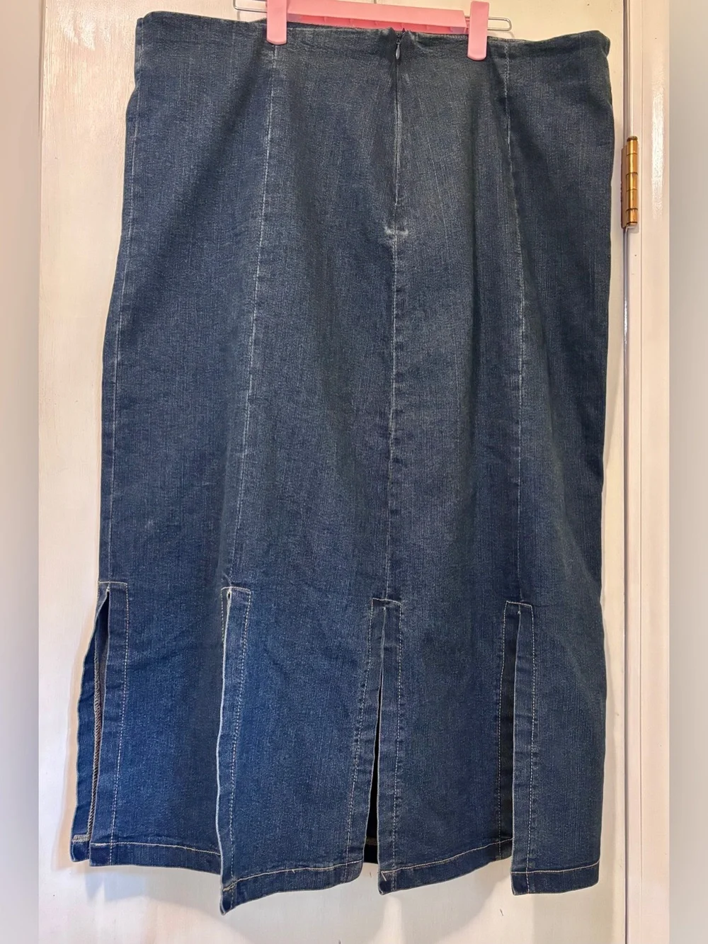 Ashro Denim Modest Classic Midi Jean Skirt W Slits Plus Size 20W